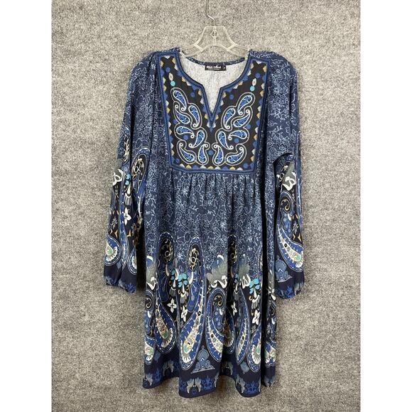 White Mark Dresses & Skirts - WHITE MARK- Women's L, Apolline Pasiley Bohemian Style LS Sweater Dress